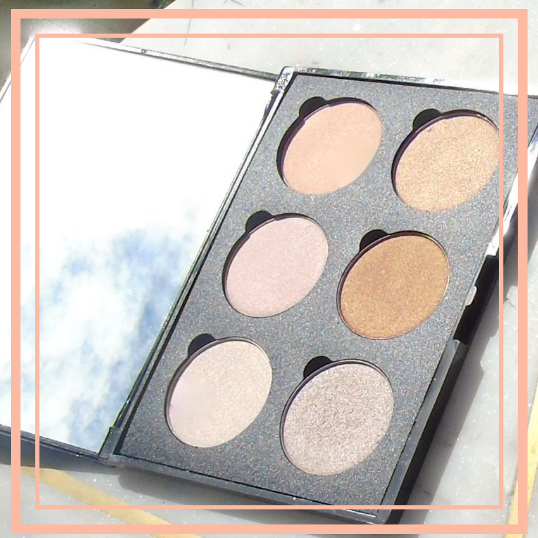 a make up palette open with 6 iconic bronze shades being shown