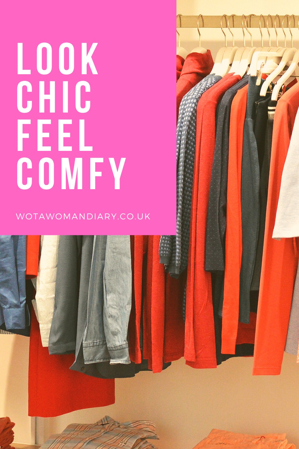a wardrobe with clothing hanging up to make you look chic and feel comfy