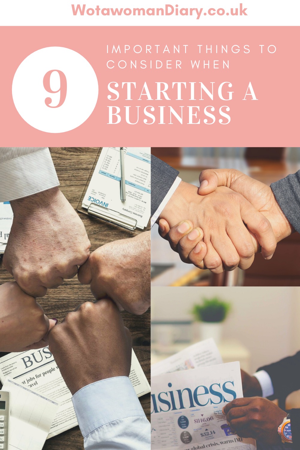 text image reading 9 important things to consider when starting a business