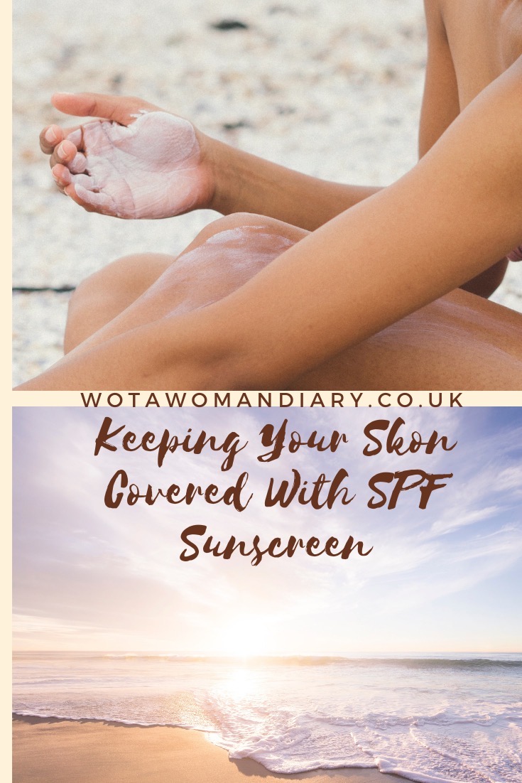 keeping your skin covered with spf sunscreen text image
