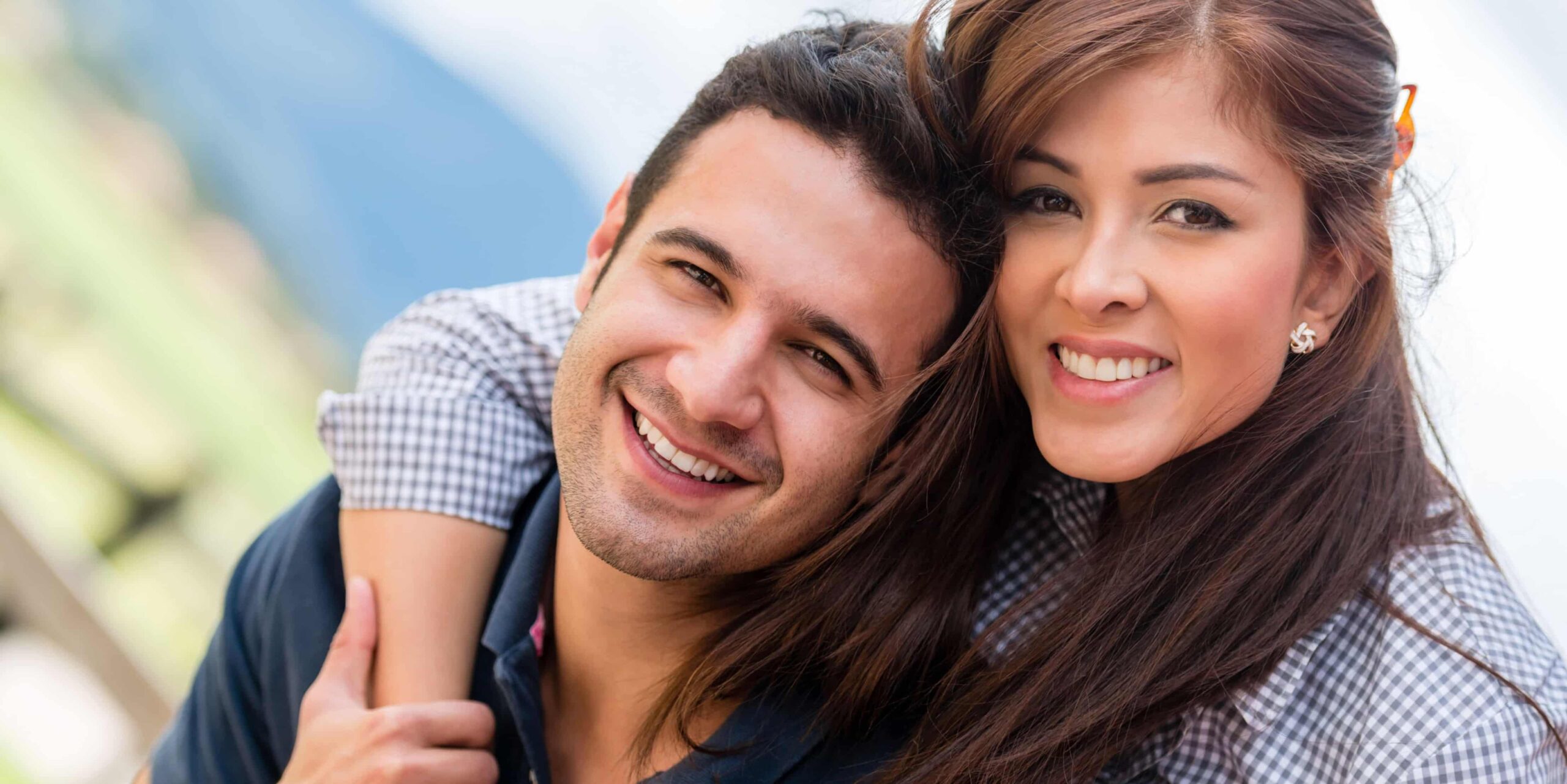 a happy couple embracing