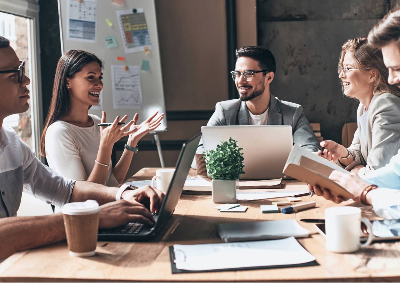 a group of people finding job satisfaction in the office