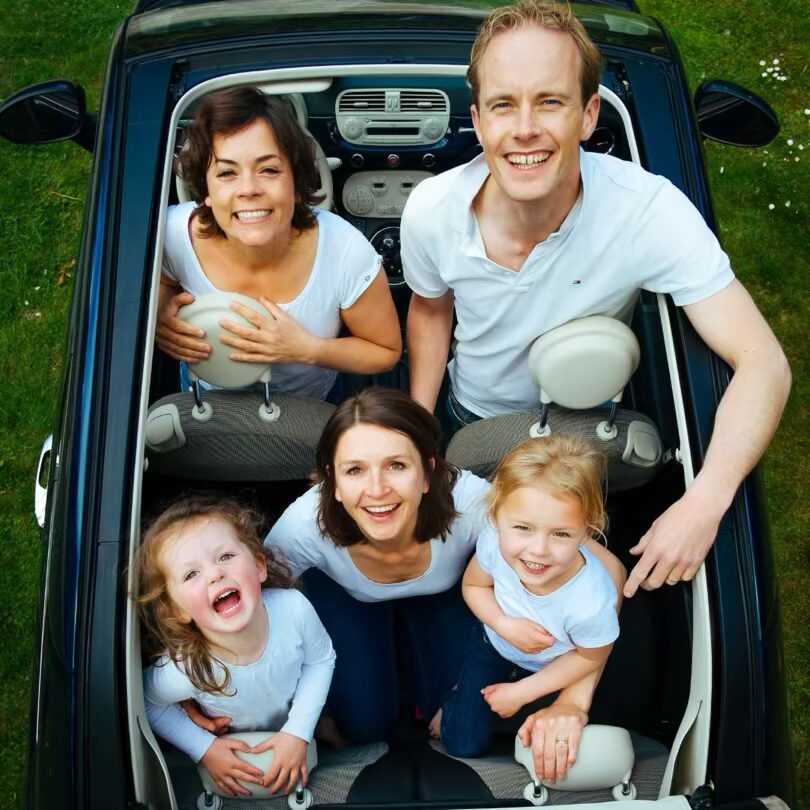 a family in a car